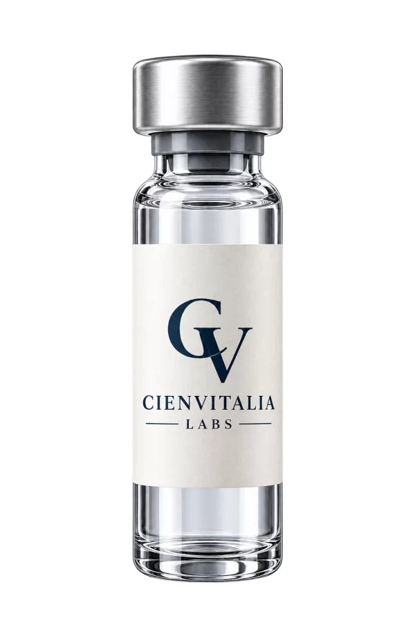 Cienvitalia Labs smaller slim research vial, conceptual sample imagery.