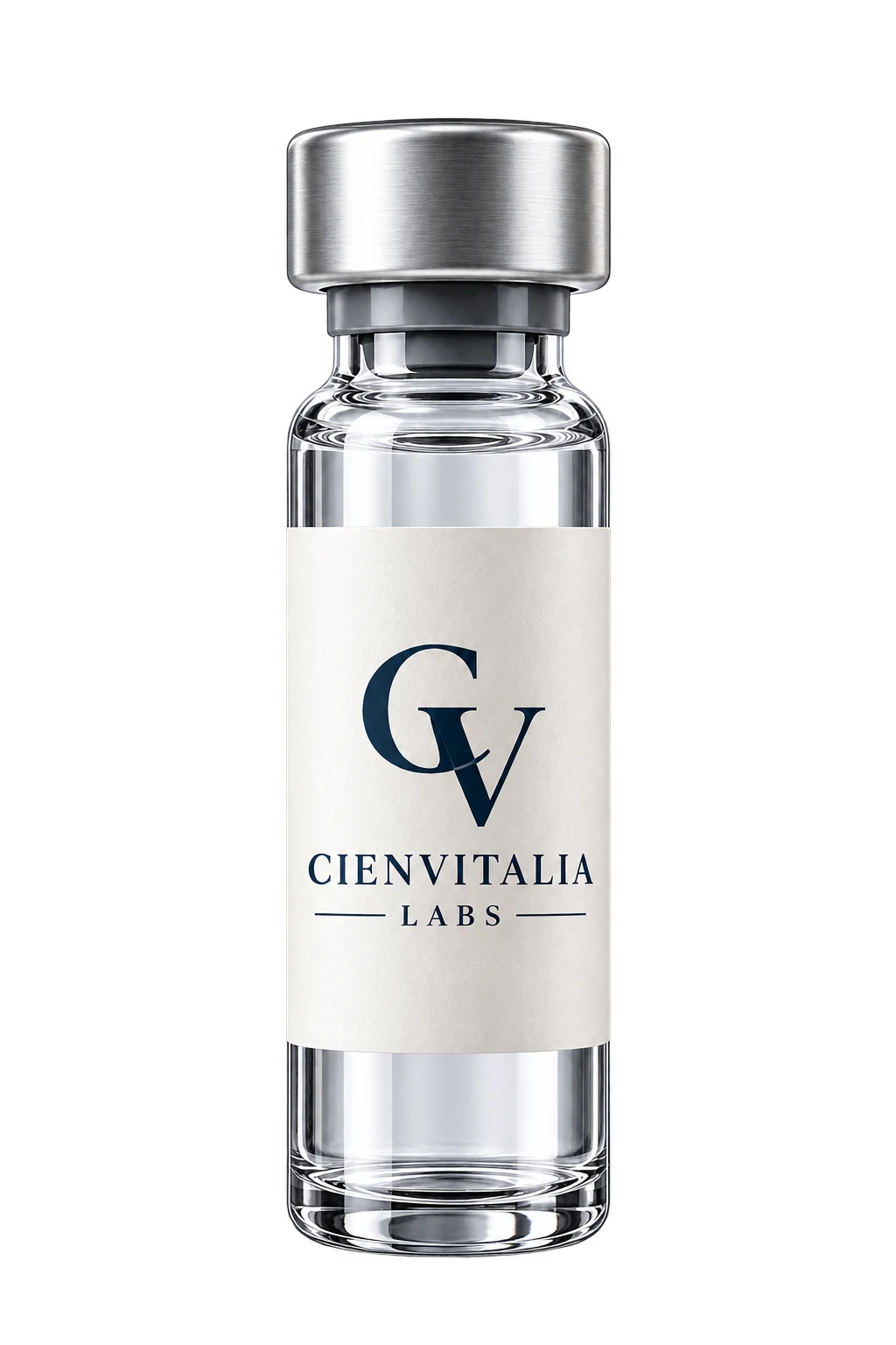 Cienvitalia Labs smaller slim research vial, conceptual sample imagery.
